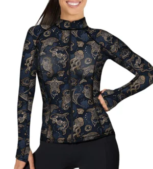 Women's Spacefish Full Zip Rash Guard